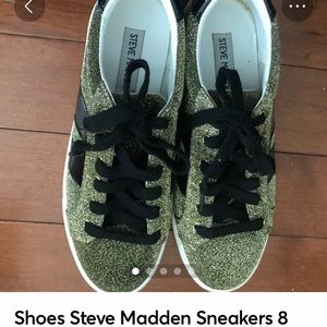 WOMEN Steve Madden Shoes Sneakers 8 M. Gold Black Athletic